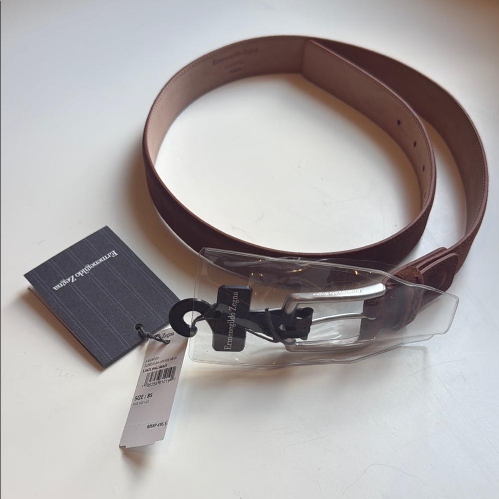 Brown calf leather Belt by Ermenegildo Zegna